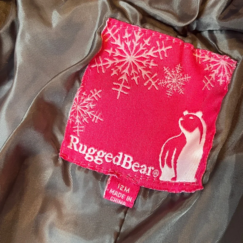 💜Rugged Bear Bunting / Snowsuit Quilted PolyesterZip Baby Size 12 Months GUC💜 - Picture 6 of 9